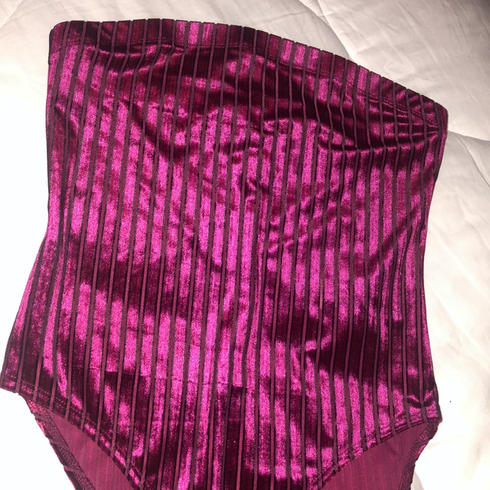 Suede striped body suit